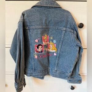 Disney Store Denim Jean Jacket Embroidered Princesses Size Kids Medium
